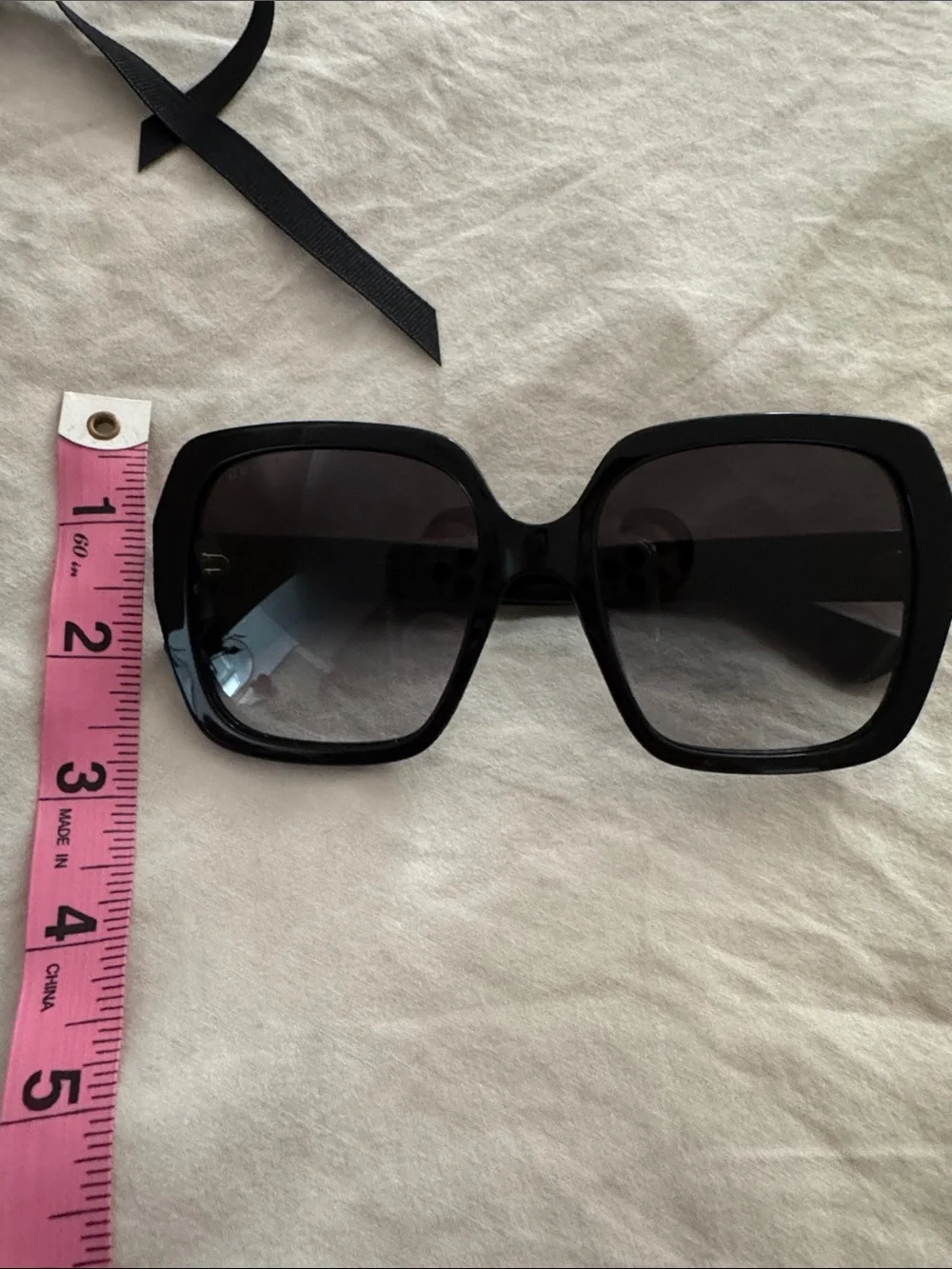 Gucci Black Oversized Square Sunglasses with Branded Pouch